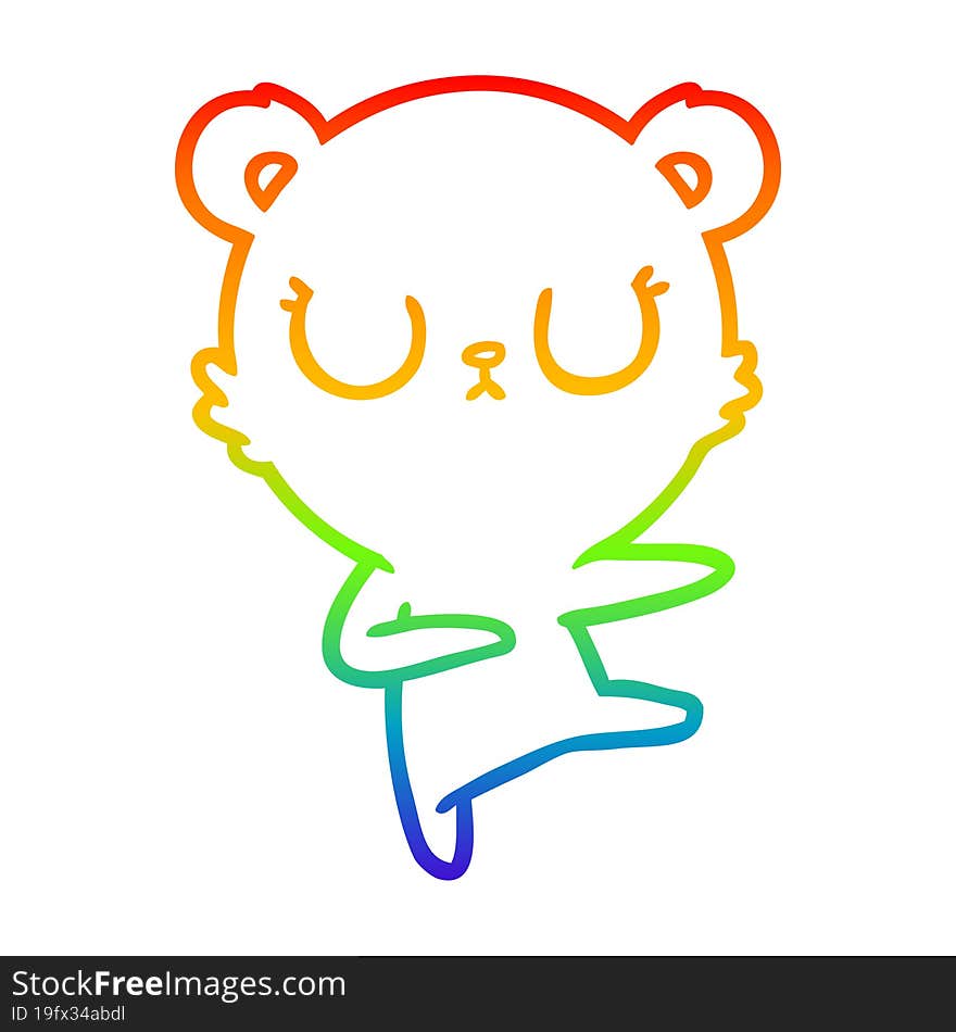 rainbow gradient line drawing peaceful cartoon bear cub