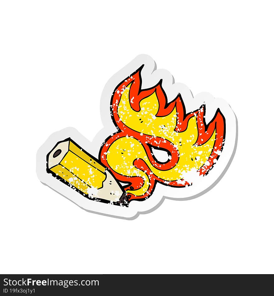 Retro Distressed Sticker Of A Cartoon Red Hot Pencil