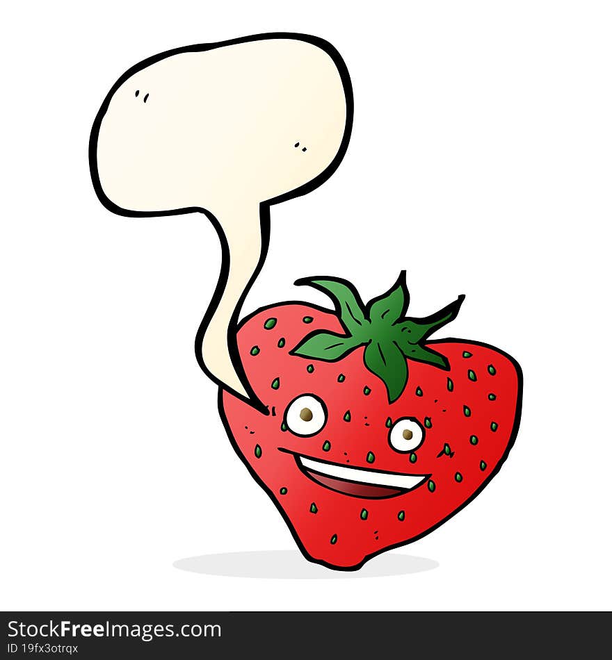 cartoon strawberry with speech bubble