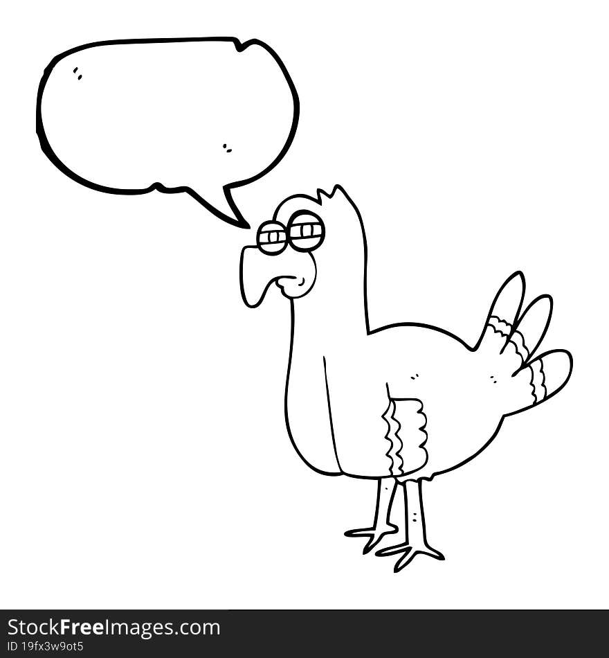 freehand drawn speech bubble cartoon bird