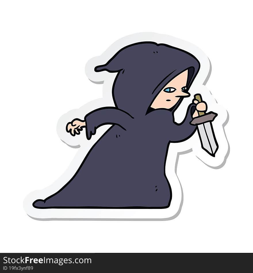 sticker of a cartoon assassin