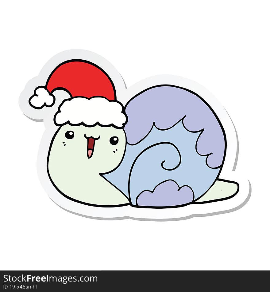 sticker of a cute cartoon christmas snail