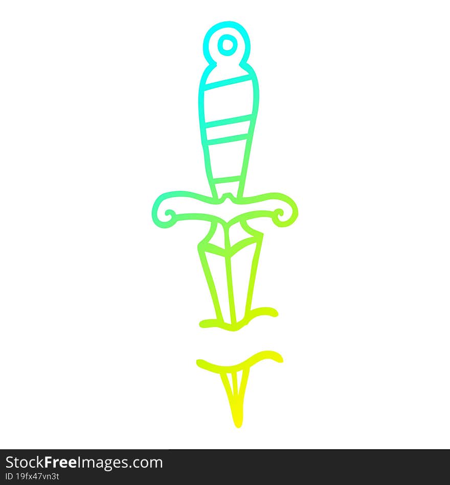 cold gradient line drawing cartoon tattoo dagger symbol