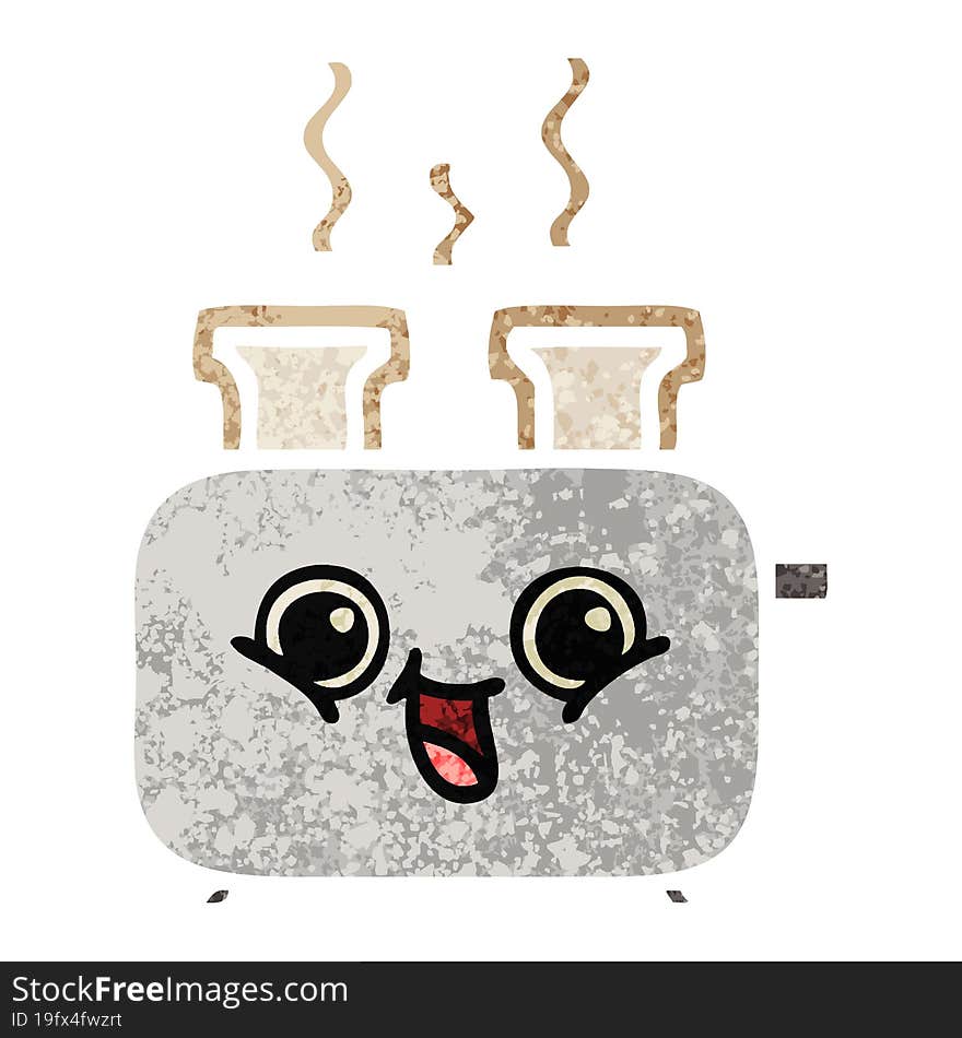 retro illustration style cartoon of a of a toaster