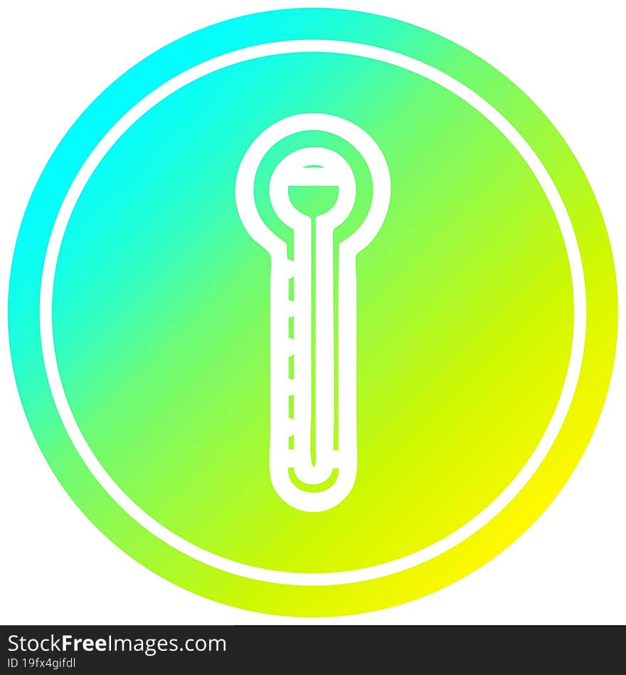 glass thermometer circular in cold gradient spectrum