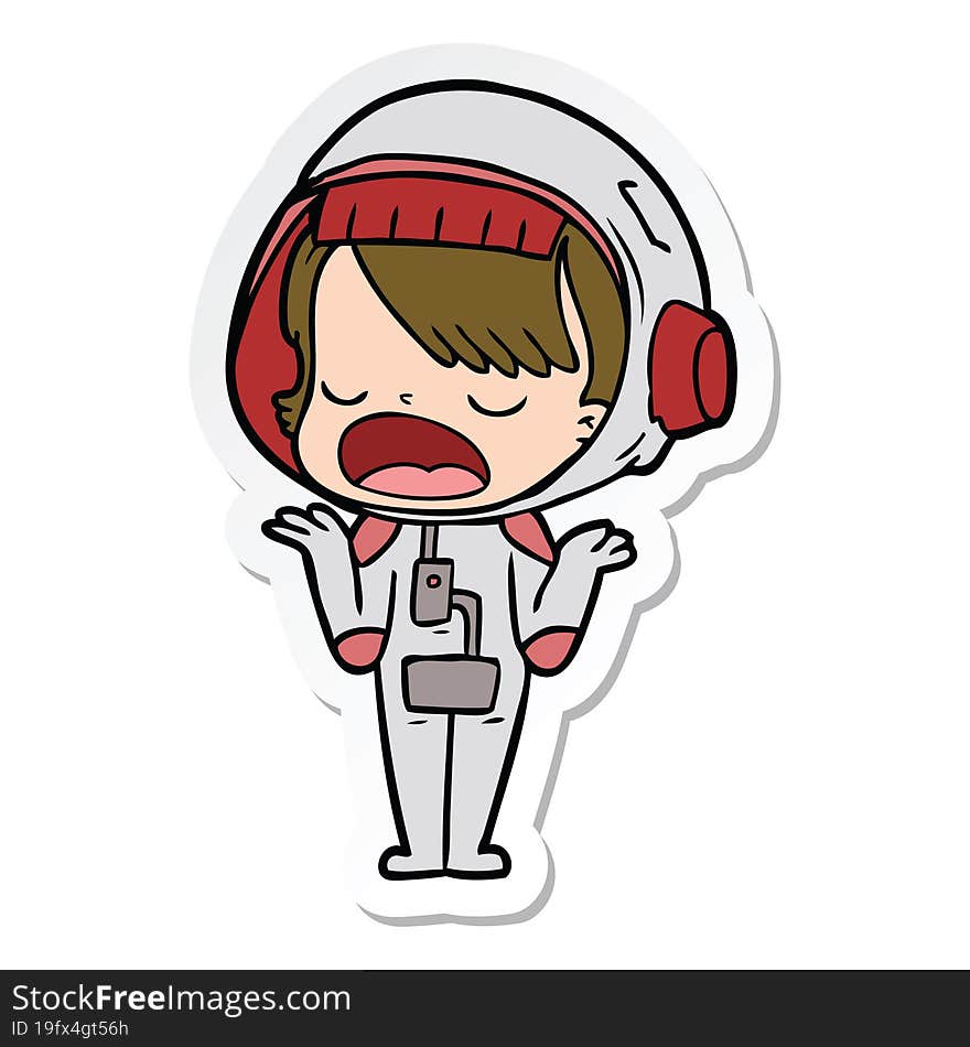 Sticker Of A Cartoon Talking Astronaut