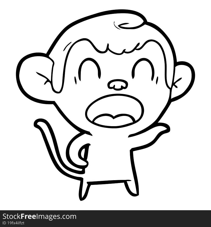 shouting cartoon monkey pointing. shouting cartoon monkey pointing