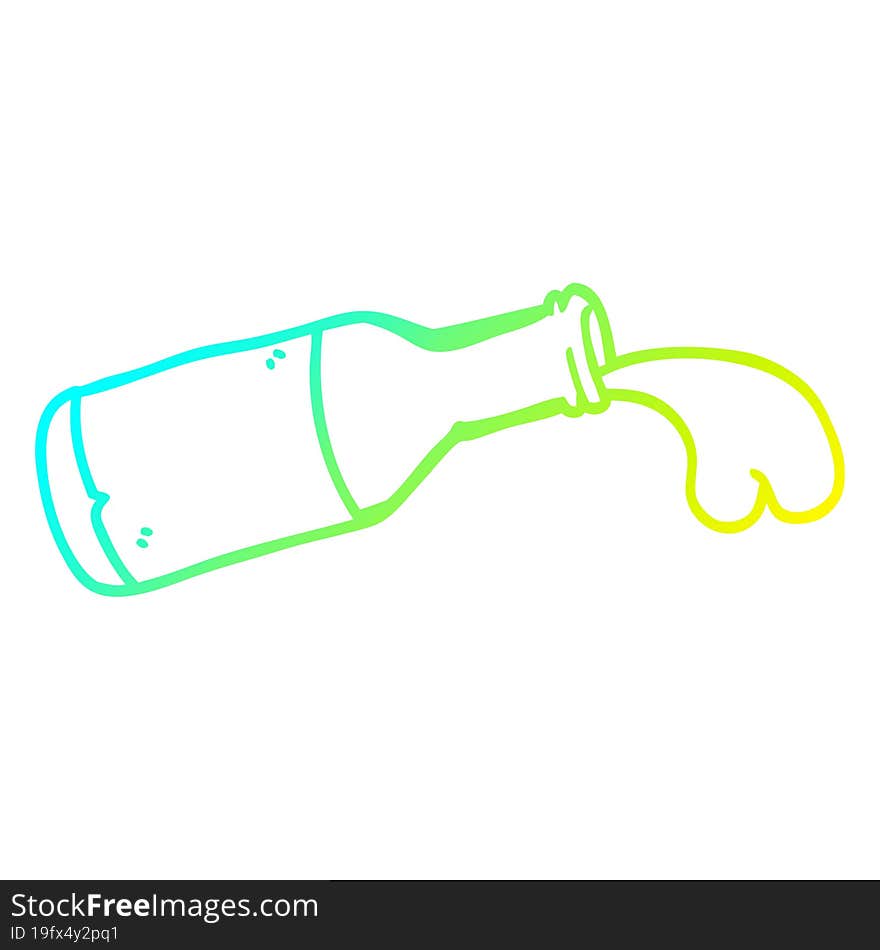 Cold Gradient Line Drawing Cartoon Bottle Of Chocolate Milk