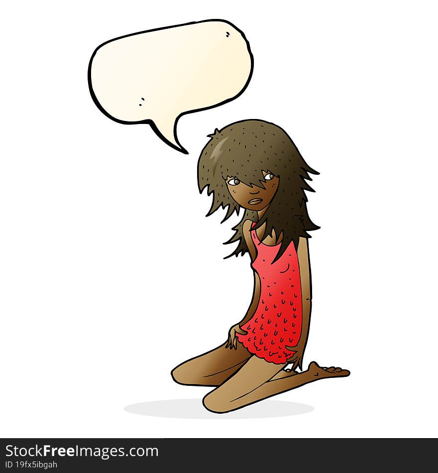 cartoon pretty girl with speech bubble