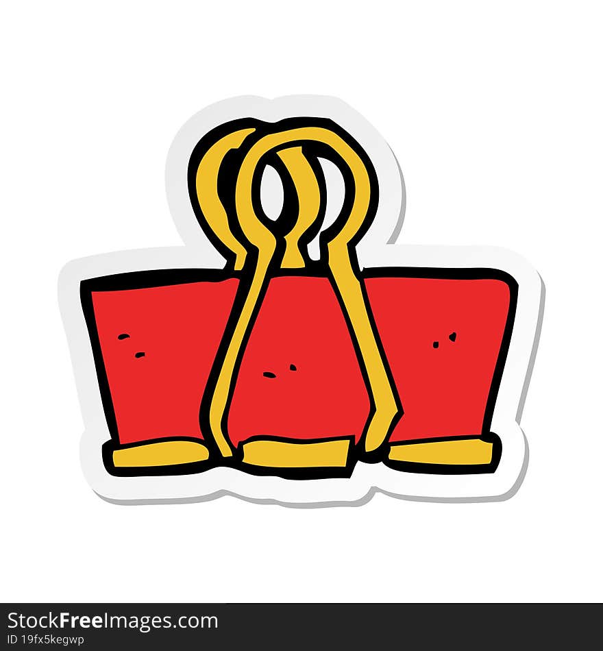 Sticker Of A Cartoon Brass Clip