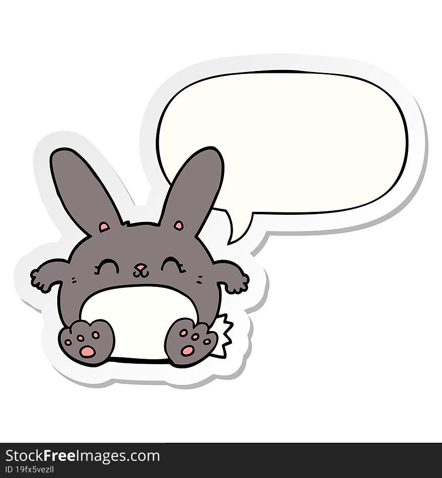 cartoon rabbit with speech bubble sticker. cartoon rabbit with speech bubble sticker