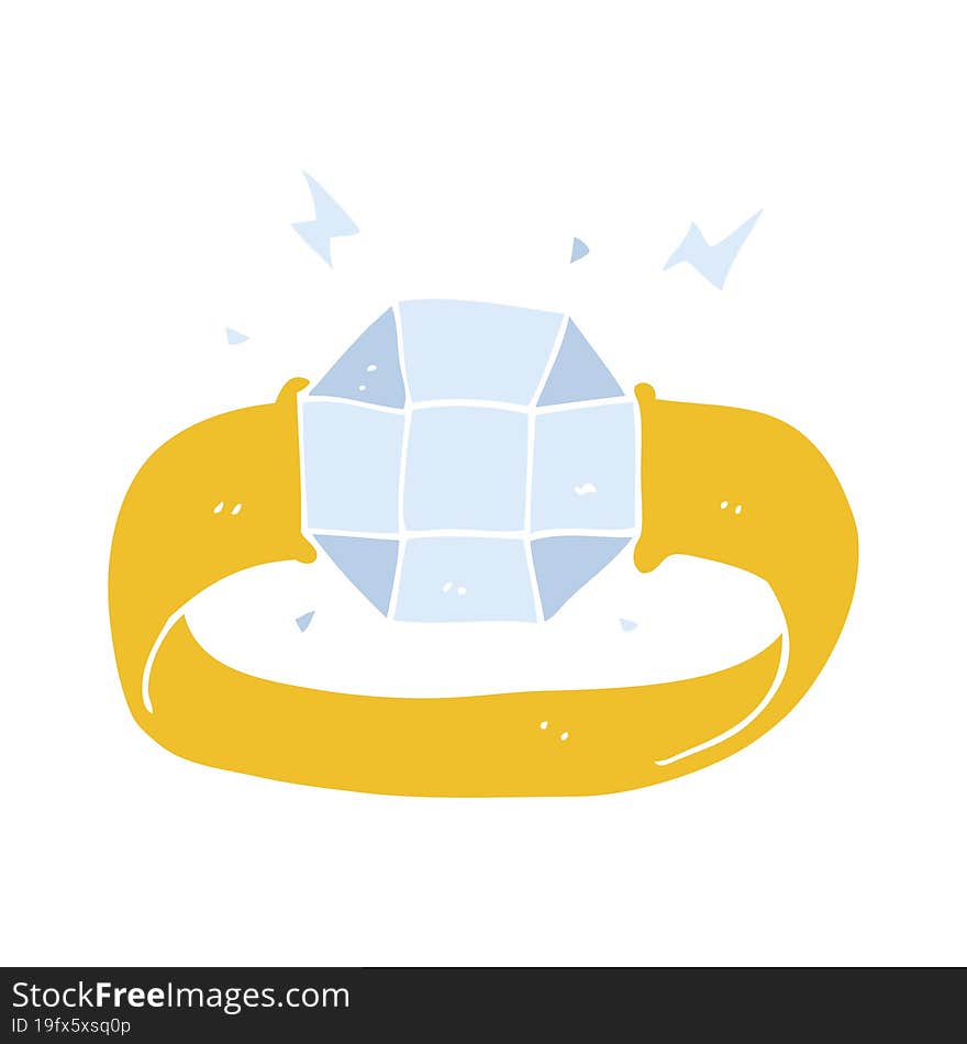 flat color illustration of a cartoon ring with huge gem