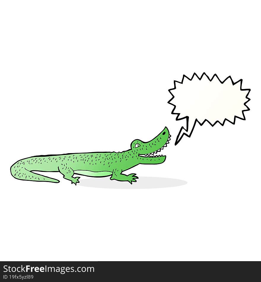 cartoon happy crocodile with speech bubble