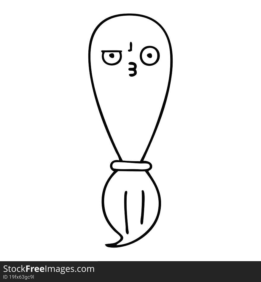 line drawing cartoon of a paint brush