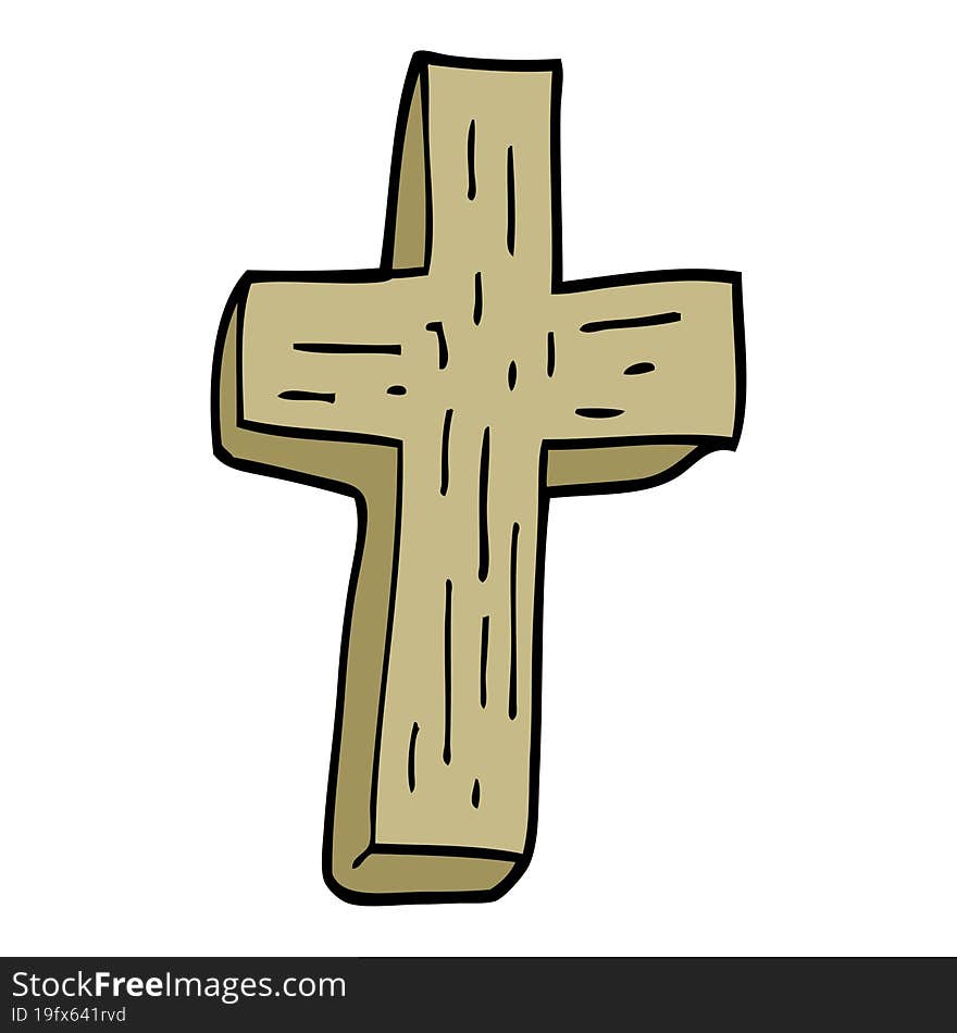 Cartoon Doodle Wooden Cross