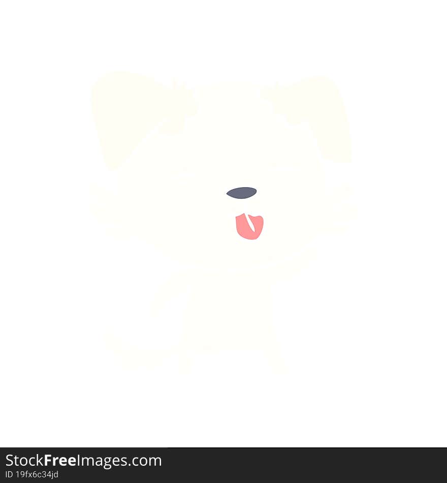 flat color style cartoon dog sticking out tongue