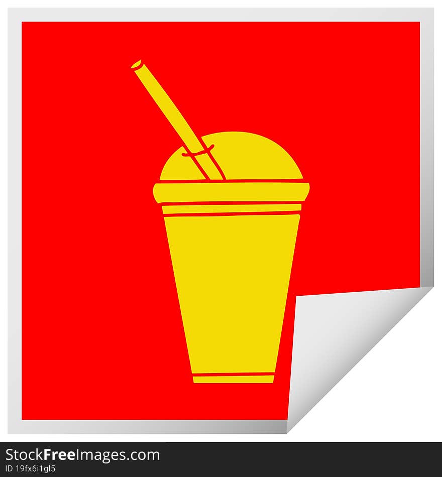 quirky square peeling sticker cartoon soft drink