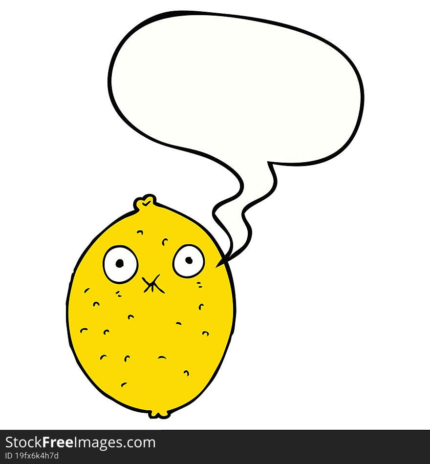 cartoon bitter lemon with speech bubble. cartoon bitter lemon with speech bubble