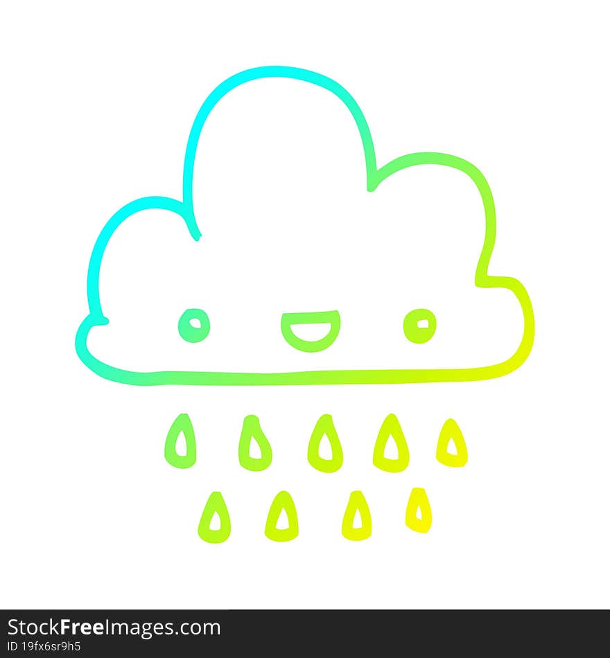 cold gradient line drawing cartoon storm cloud