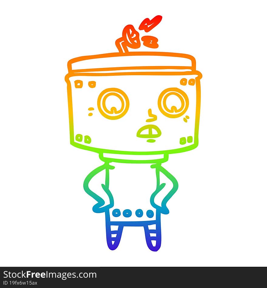 rainbow gradient line drawing cartoon robot