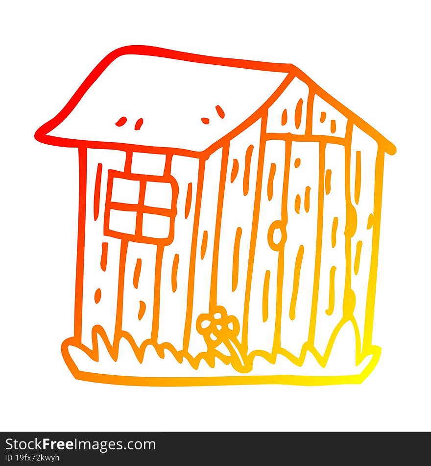 Warm Gradient Line Drawing Cartoon Wood Shed