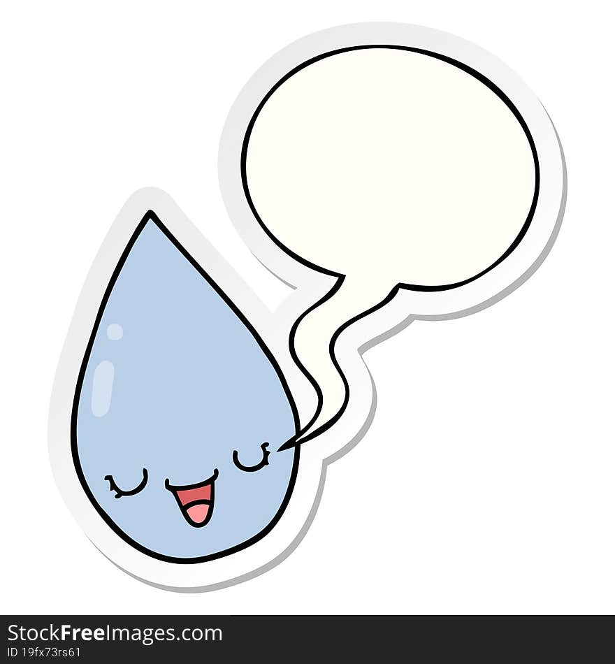 cartoon raindrop and speech bubble sticker