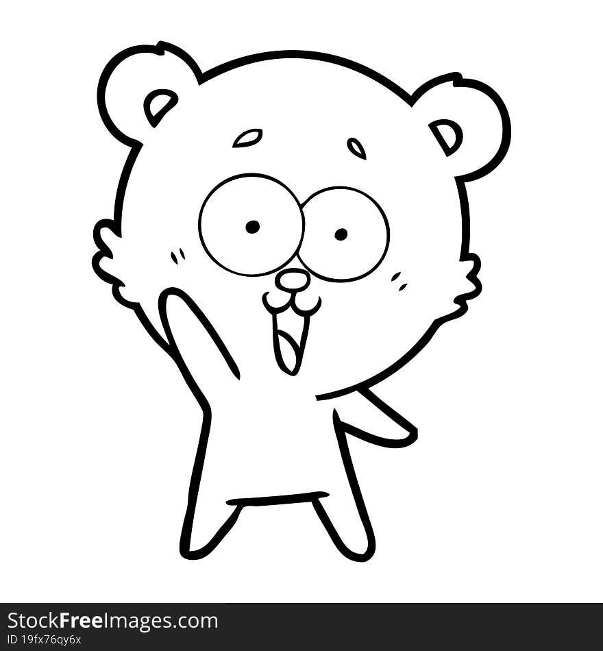 waving teddy  bear cartoon. waving teddy  bear cartoon