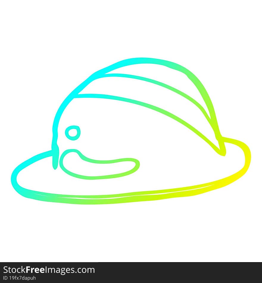 cold gradient line drawing cartoon bowler hat