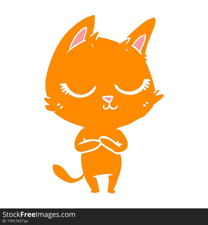 calm flat color style cartoon cat