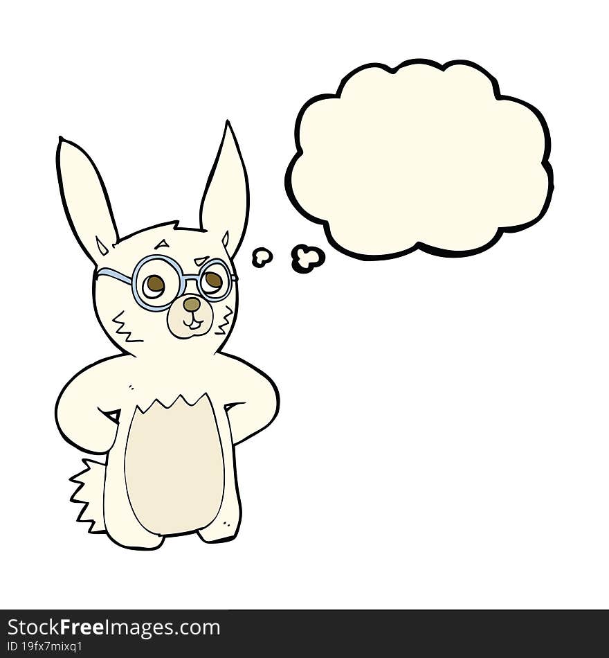 Cartoon Rabbit Wearing Spectacles With Thought Bubble