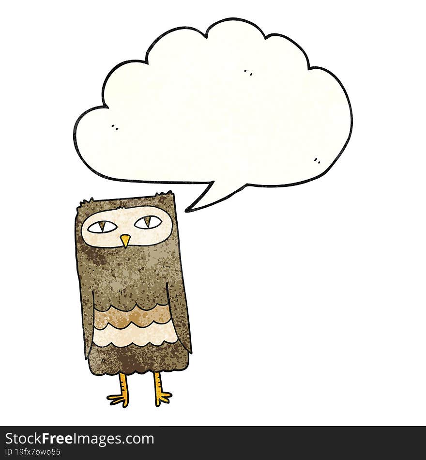 speech bubble textured cartoon owl