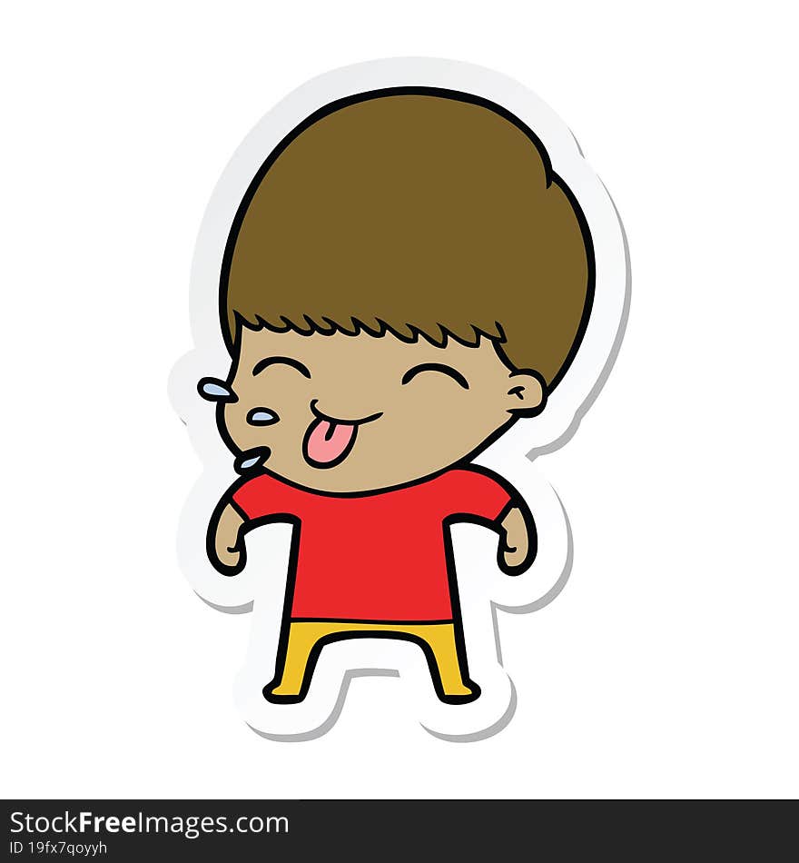 sticker of a funny cartoon boy