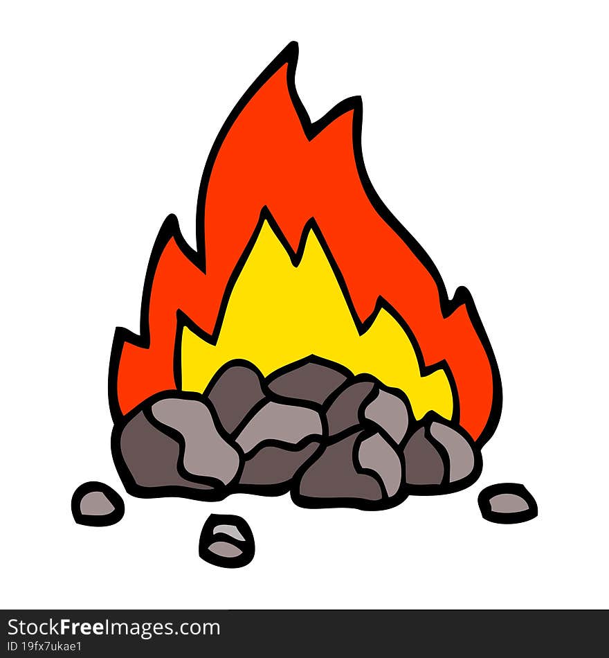 hand drawn doodle style cartoon burning coals