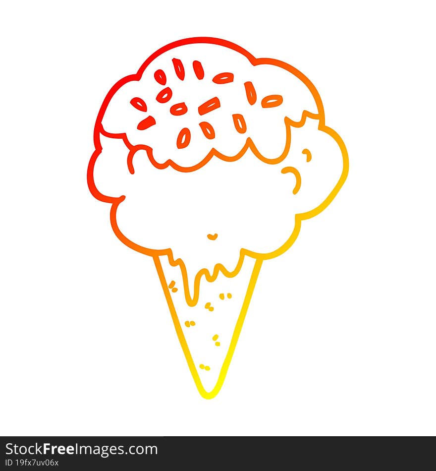 warm gradient line drawing cartoon ice cream