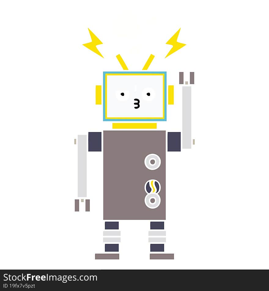 Flat Color Retro Cartoon Robot