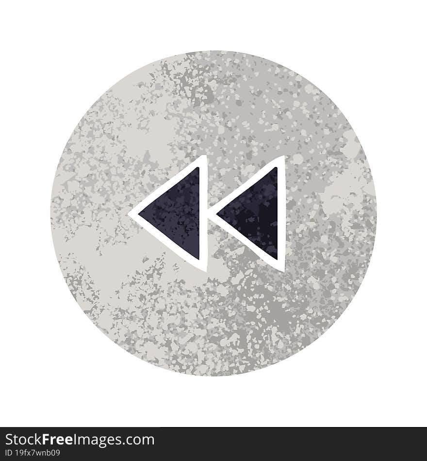 retro illustration style cartoon of a rewind button