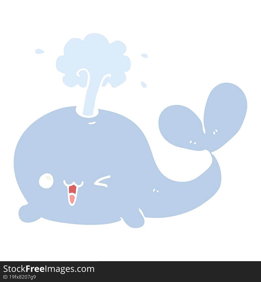 flat color style cartoon whale