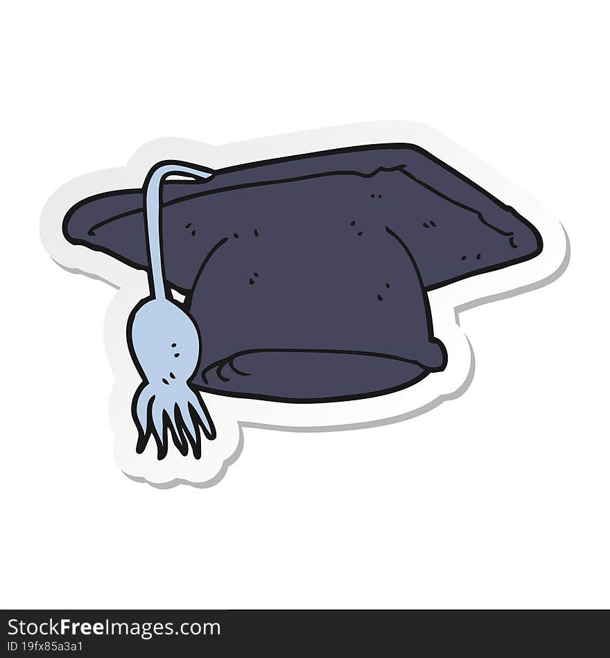 sticker of a cartoon graduation cap