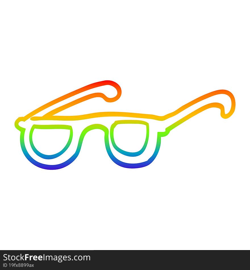 rainbow gradient line drawing cartoon sunglasses