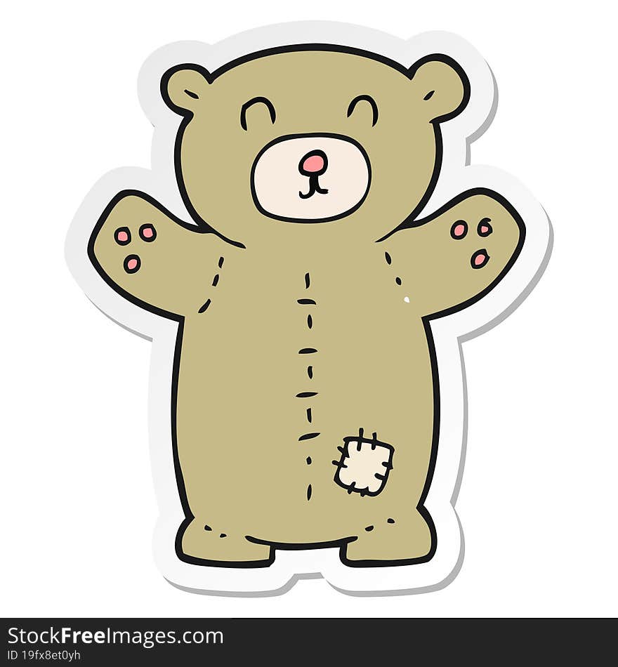 Sticker Of A Cartoon Teddy Bear