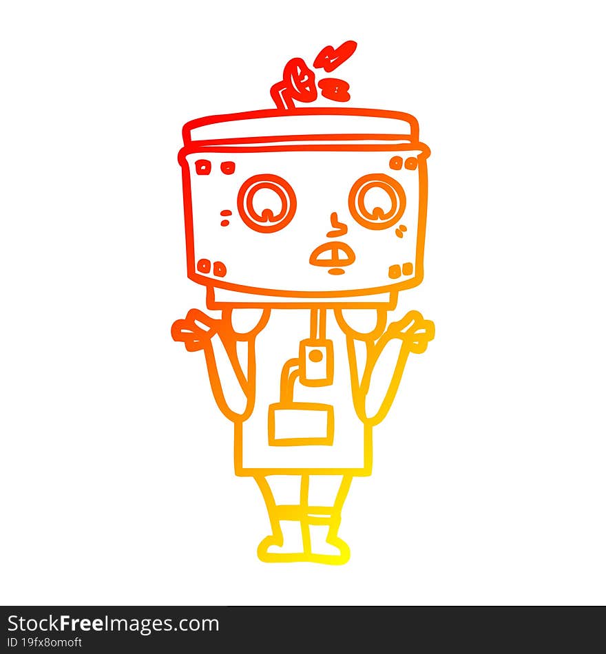 warm gradient line drawing cartoon robot shrugging