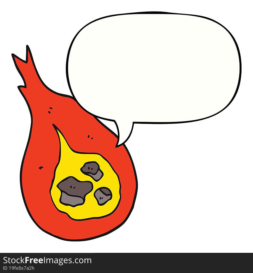 cartoon fireball and speech bubble