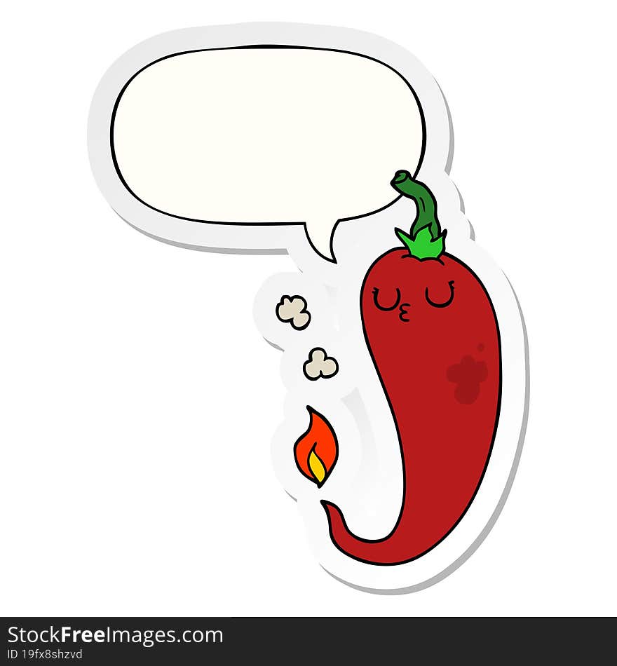 cartoon hot chili pepper with speech bubble sticker