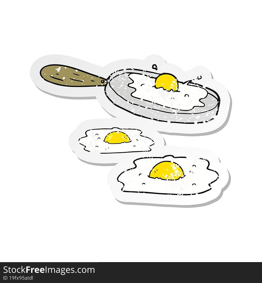 retro distressed sticker of a cartoon fried eggs