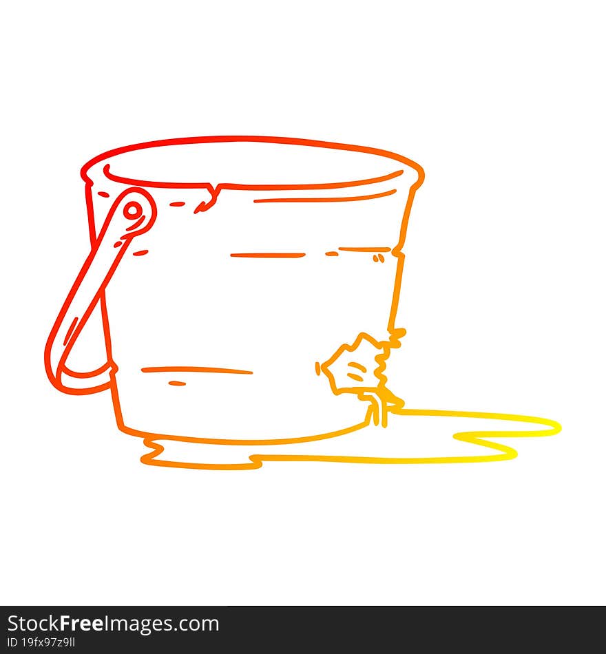 warm gradient line drawing broken bucket cartoon