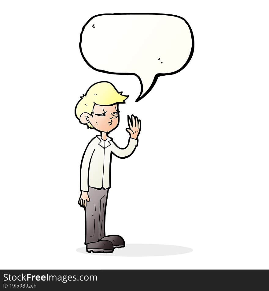 Cartoon Arrogant Boy With Speech Bubble