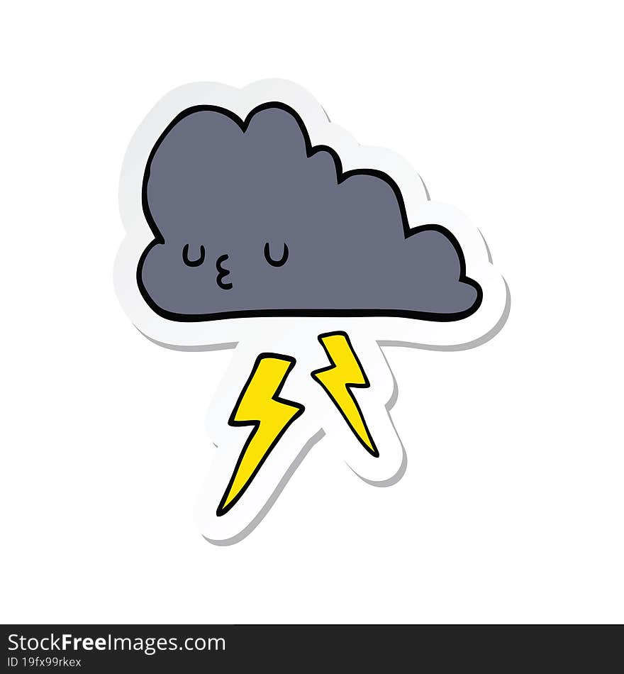 sticker of a cartoon storm cloud