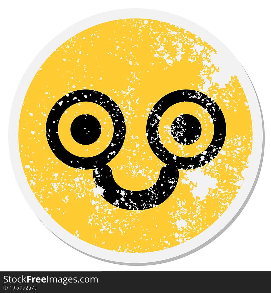 happy staring face circular sticker