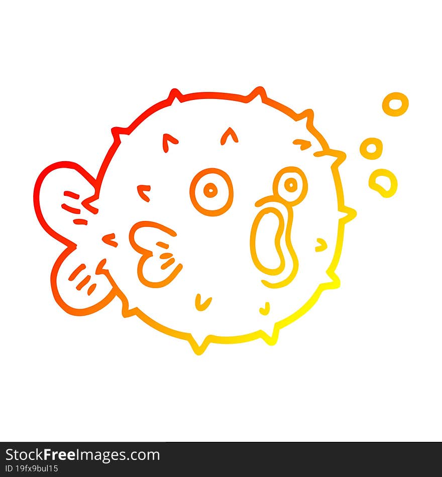 warm gradient line drawing cartoon blow fish