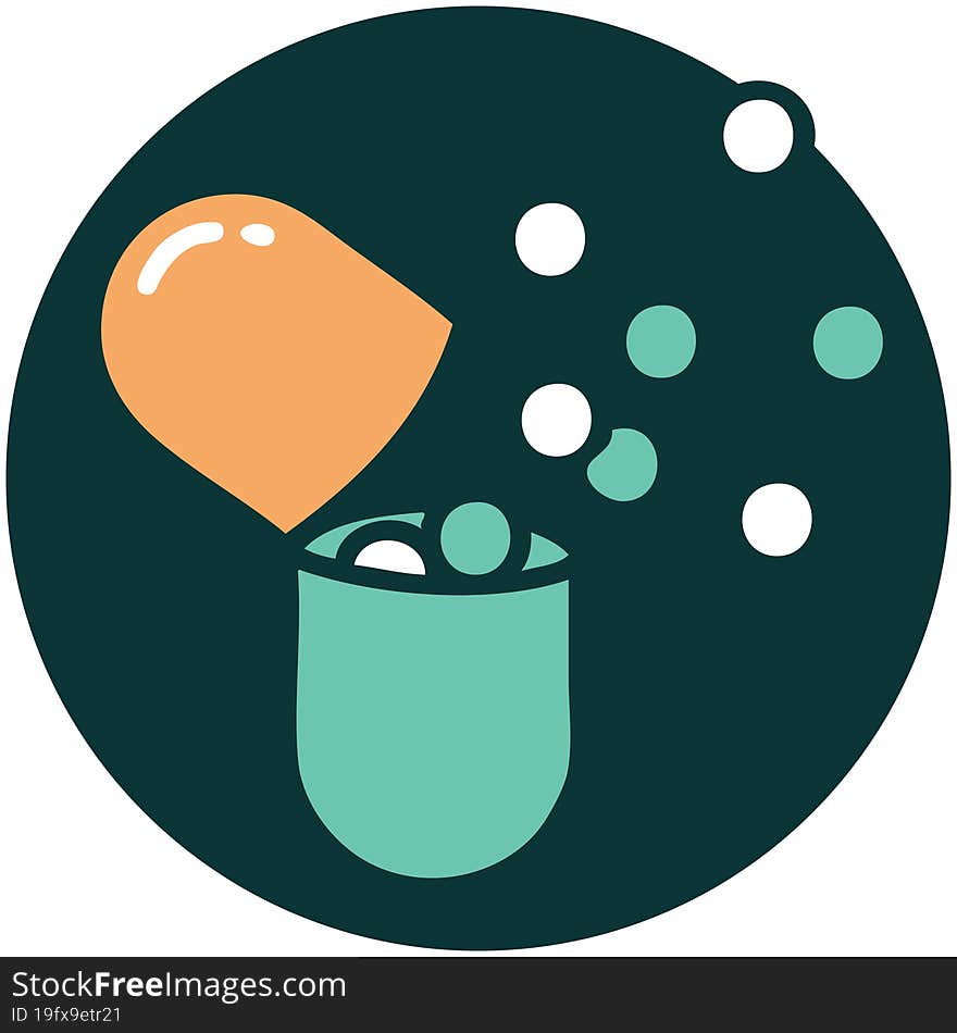 Burst Open Medical Capsule Pill Icon